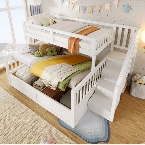 Bett Etagenbett Stauraum 90x200 140x200 Kiefer HAVRYA (1/5)
