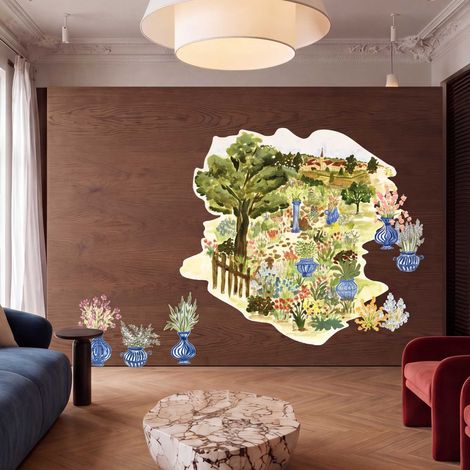 Décor papier peint préencollé Cenaryo, Jardin en campagne, par Valentine Durand (1/5)