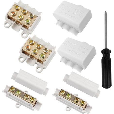 4 Stück Messing Leiter Leiterstoßdrahtklemme Klemmen, ABS-Gehäuse, Stoßdraht-Klemmblock, 1000 V, 100 A/80 A,Geeignet für 2,5 Bis 16 mm² Draht für Deckenleuchten, Schalter Amperemeterve (1/5)
