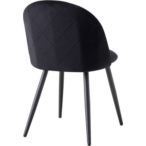 Wokaka Lot de 6 chaise de salle à manger - velours Chaise de salon Coussins Doux en Velours Assise(Noir)