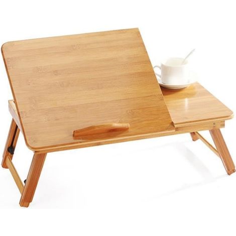 HSTURYZ Table de Lit Portable en Bambou, Plateau d'Ordinateur à Plateau Inclinable pour PC avec Pieds Pliants pour Canapé Lit (1/3)
