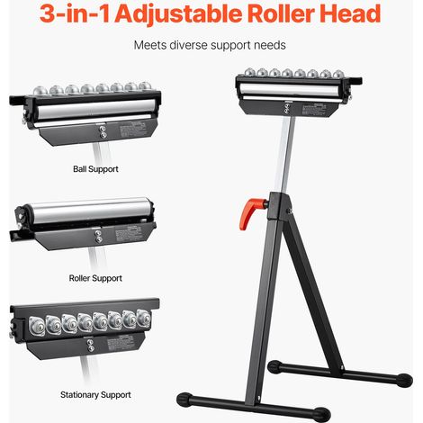 Support à rouleaux pliable 136 kg, hauteur réglable 68-108 cm, tête 29,2 cm multidirectionnelle, acier chromé Q195 (1/5)