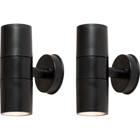Litecraft Hahn Wall Light Up Down LED Outdoor IP65 Fitting in Black - 2 Pack (1/5)
