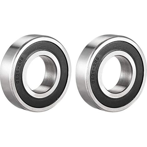 Satz mit 2 abgedichteten Kugellagern 6206-2RS, 30 x 62 x 16 mm, vorgeschmiert, doppelt verchromte Stahldichtung, Rillenkugellager 6206RS (1/4)