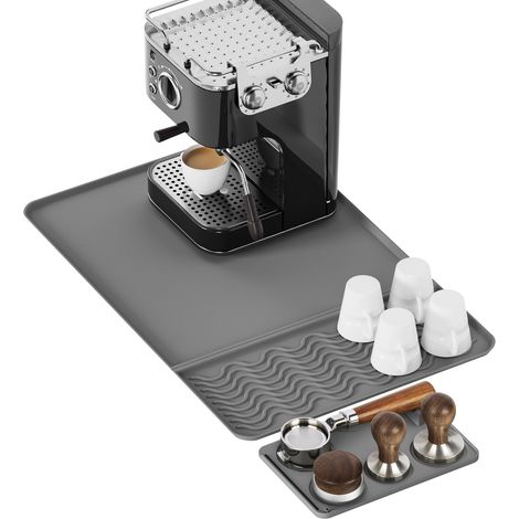 Tapis Machine à Café avec Tapis Tamper 2 en 1 Amovible, Gris (1/5)