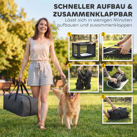 Cage de voyage pliable pour chien, coussin amovible et lavable, housse en toile Oxford, pour chien jusqu'à 30 kg, couleur vert militaire (1/4)