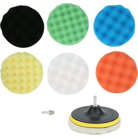 Ortviai Lot de 8 tampons abrasifs en mousse ondulée pour polissage, diamètre 150 mm, pour éliminer les rayures (1/5)