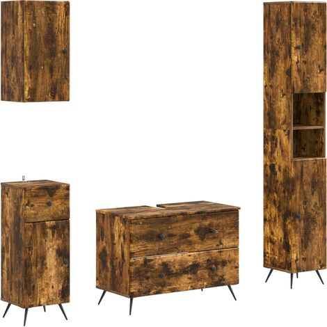 Maison Exclusive - Set di Mobili da Bagno da 4 Pezzi BREDA Rovere Fumo (1/5)
