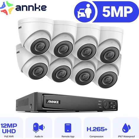 ANNKE 8CH Kit Caméra de Surveillance NVR 8×5MP Caméra IR Vision Nocturne Alarme Email IP67 Accès Distance Kit Vidéosurveillance Caméra Système (1/5)