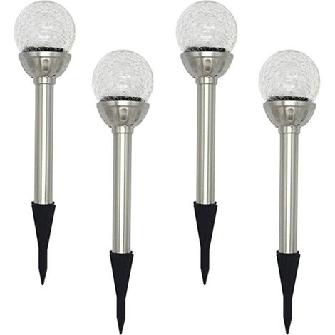 Jardin Lampe Solaire Extérieur, Pack de 4 Lampes à Piquet Solaire à Globe LED RGB 8, Lampe à Boule de Verre Craquelée à Couleur Changeante, Temps de Travail de 6 à 10 Heures-Fei Yu (1/5)