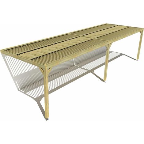 Pergola bois • 10m x 3m • adossée • sens largeur • lames orientables bioclimatiques incluses • livraison comprise (1/3)