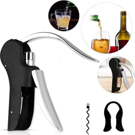 1 Tire-bouchon,alliage d'aluminium,coupe-capsule inclus,spirale supplémentaire,usage domestique et professionnel (1/5)