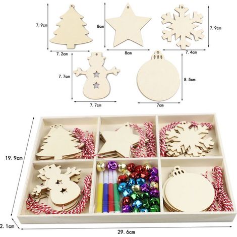 Coffret cadeau de Noël DIY en bois, ornements créatifs et décoration maison. (1/4)