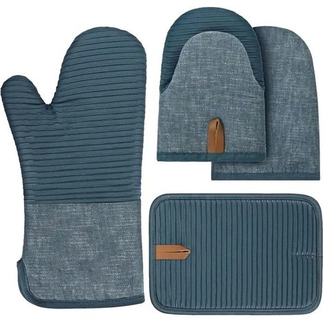 Ensemble de 4 maniques avec tapis isolant thermique, gants en silicone antidérapants, protection thermique pour la cuisine (1/5)