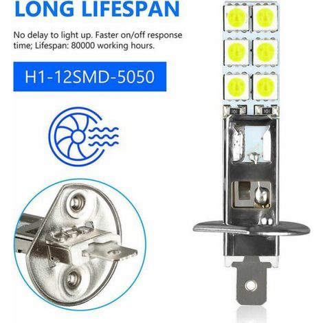 Ampoule H1 - LED Blanc 6000 K - 1800 Lm - Tension 12 V-24 V - Angle De Faisceau 360° - Pour Feux De Brouillard Et De Conduite - Lot De 4 (1/5)