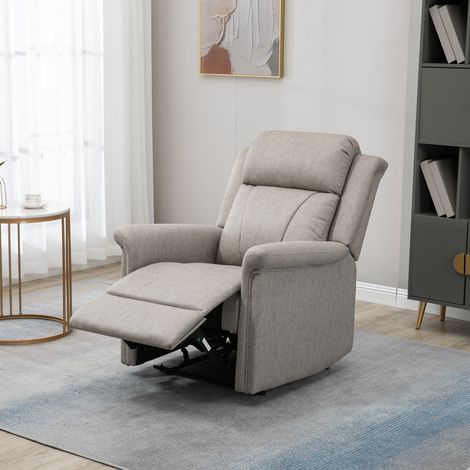Sillón Relax Reclinable Manual Sillón Relax de Tela con Reposabrazos Reposapiés Acolchado Grueso Gris (1/5)