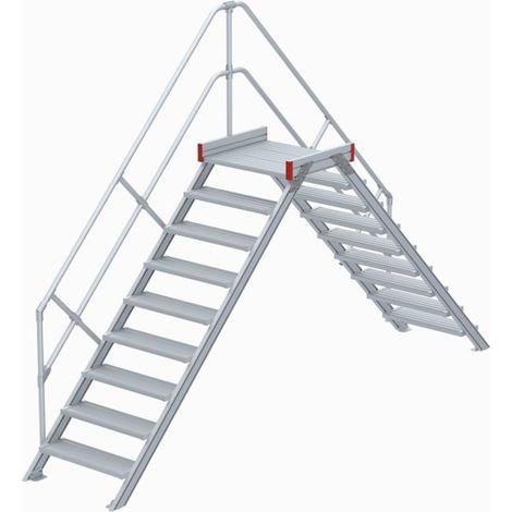 Euroline 512 Überstieg 45° 800mm Stufenbreite 2x9 Stufen Alu gerieft