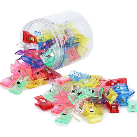 100 pinces à ourlet en plastique couleur, forme de hache, pour couture de tissu, patchwork et accessoires de bricolage (1/5)