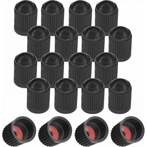 Lot de 20 Bouchon de valve capuchon plastique schrader pneu vélo moto auto voiture quad trottinette, noir