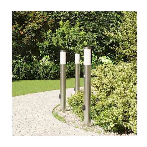 Poteau d'éclairage avec détecteur de mouvement et douille, ensemble de 3 pièces, 80 cm, acier inoxydable, indice de protection IP44. (1/3)