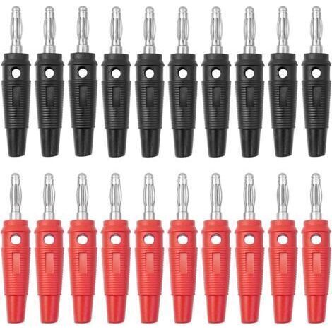 20 Pieces Banana plug 4mm, 10 Red & 10 Black 20A Audio Speaker plug Speaker Connector for connecting HiFi speakers, amps, receivers and stereo systems\nBrand: BuxiuGK