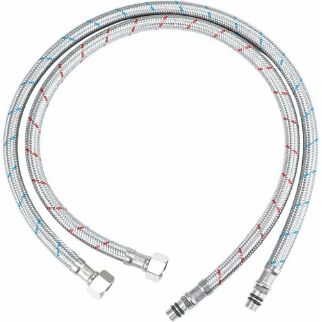 YMYNY 2 Stück Flexibler Schlauch, 60 cm/23,6 Zoll Flexible Wasserhahn-Anschlussschläuche G3/8 x M10 Schlauch, Geflochtener Edelstahl Flexible Wasserhahn-Verlängerungsrohre für Küchenspüle Badezimmer (1/4)