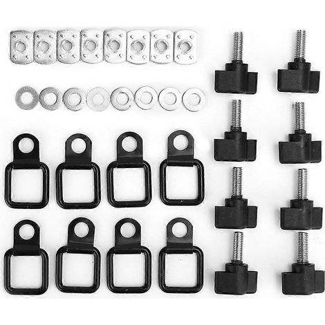 Kit de fixation rapide à vis moletées pour toit rigide, anneaux d'arrimage en D, compatible avec Jeep Wrangler (1/4)