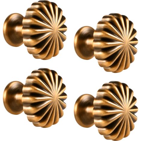 Juego de 4 pomos de bronce vintage para armarios – Pomos de latón cepillado para muebles – Tiradores para cajones y armarios, cómodas y roperos. (1/5)