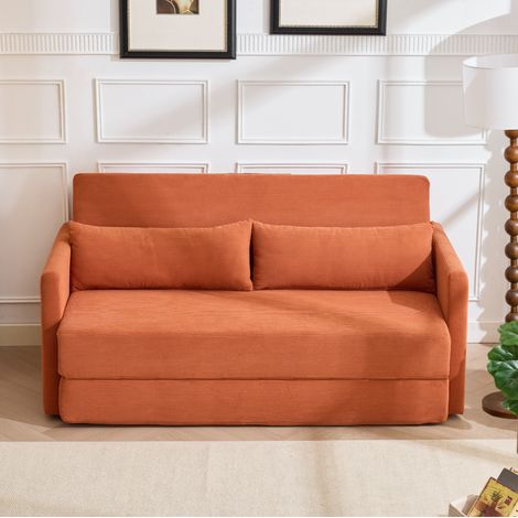 Canapé-lit 165x92x82 cm orange, 2 places pliable, cordon, structure en bois, MEUBLIV (1/5)
