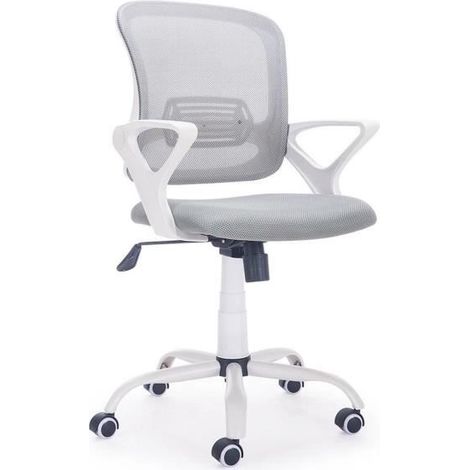 Chaise de bureau réglable en hauteur coloris gris - blanc, Largeur 60 cm x Profondeur 60 cm x hauteur 93 -101 cm - JUANIO (1/3)