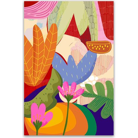 Tableau floral abstrait moderne coloré