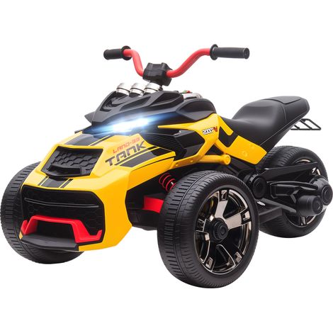 Quad elettrico triciclo invertito 113 x 74 x 63 cm avviamento progressivo e doppia velocità design moderno in metallo giallo 210000626
