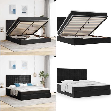 vidaXL Ottoman-Bett mit Matratzen Schwarz 180x200 cm Samt (1/5)