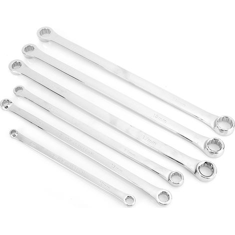 Clé plate double tête rallongée 12 pans 45 acier, jeu de 6 clés mixtes auto 8-21mm, outil de réparation véhicule. (1/5)