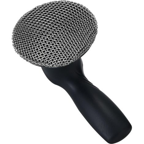 Brosse à récurer pour poêle en fonte, anneau en fonte, design à long manche (1/4)
