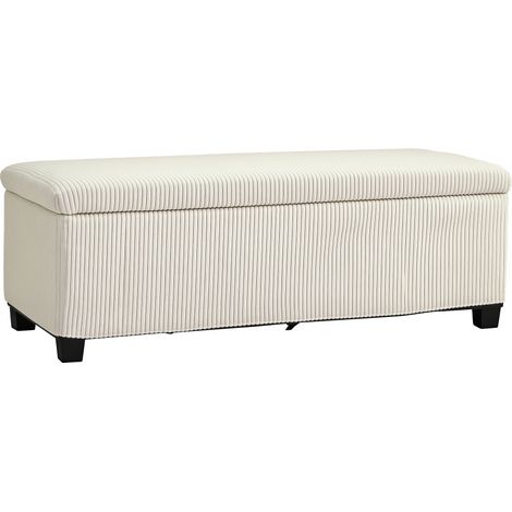 HOMCOM Storage Ottoman with Lid, 112cm Bench Chest Box, Beige