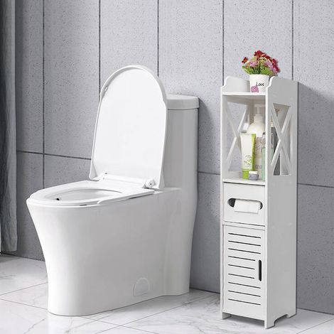Meuble bas de salle de bain blanc 80 x 15 x 15 cm – Imperméable en PP – Design élégant pour petits espaces – Facile à nettoyer – Dazhom (1/5)