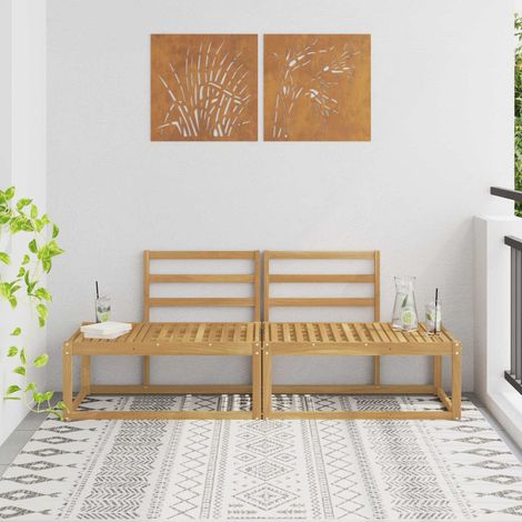 Canapé d'angle d'extérieur modulable en bois d'acacia massif Blanc 2 pièces 182,5 x 63 x 73 cm - PANGIVO (1/5)