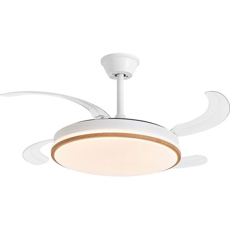 Ventilador de Techo con Luz Led COSMOS Aspas Retráctiles Blanco-Taupe (1/5)