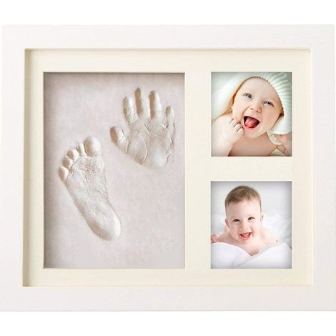 Cadre Empreintes Bébé, Kit Empreinte Pieds et Mains Bebé pour Cadeau Nouveau Né Naissance, Personnalisé Kit d'impression de Cadre Photo pour Bébe-Blanc (1/5)