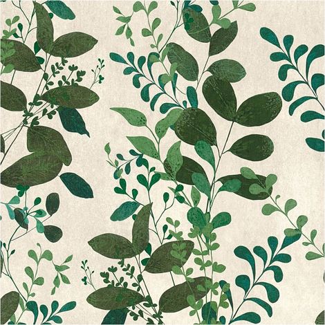 Country style wallpaper wall Profhome 791868 hot embossed non-woven wallpaper slightly textured with floral ornaments matt white green olive grey 5,33 m2 (1/5)