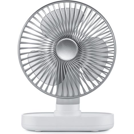 Leiser oszillierender Ventilator, 30 dB, 4000-mAh-Akku und USB-Tischventilator, hohes Luftvolumen, tragbarer kleiner Ventilator mit 4 Geschwindigkeiten, geeignet für Büro, Zuhause und im Freien