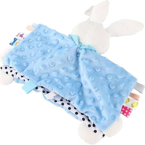 Couverture de sécurité pour bébé, couleur vive, peluche confortable, couverture douillette pour bébé, poupée animal mignonne bleue (1/5)