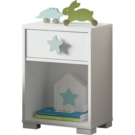 Table de chevet enfant / Table de nuit coloris blanc - Hauteur 56 x Longueur 40 x Profondeur 33 cm -PEGANE-