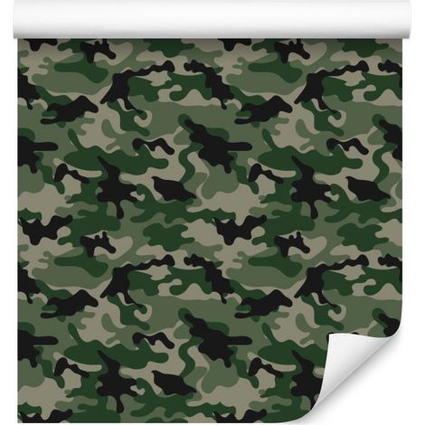 Papier peint camouflage militaire vert bouteille et olive 50x1000 cm (1/5)