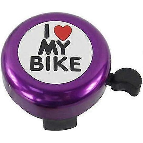 Sonnette de vélo avec son clair et puissant, accessoire pour guidon de vélo avec motif « J'aime mon vélo », compatible avec les guidons de 22 mm. (1/5)