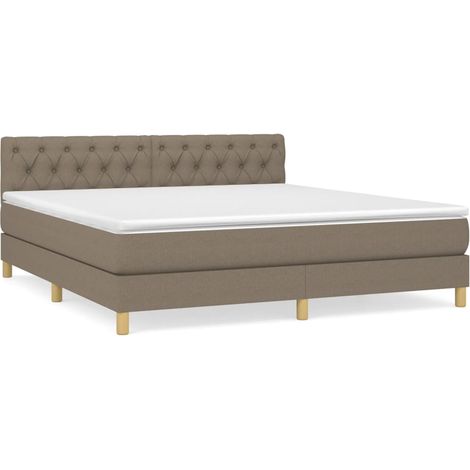 Maison Exclusive - Sommier à lattes de lit avec matelas Taupe 160x200 cm Tissu (1/5)