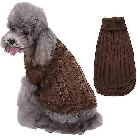 Vêtements d'hiver tricotés pour chiens et chats, vêtements pour animaux de compagnie pour chats, chiens de petite et moyenne taille, chihuahua, Hiromi, chiot, pull pour chien, couleur café (1/5)