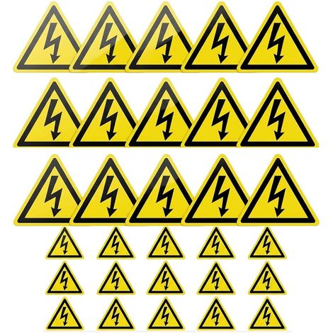 30 Pièces Autocollants Danger Électrique, 15x 5cm et 15x 10cm Signalétique Triangulaire Jaune avec Éclair Noir, Etiquette Tableau Electrique pour Avertissement de Sécurité et Maison Triangle (1/5)