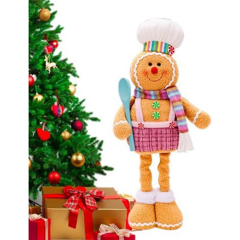 2 Décorations Pain d'Épice, Jambes Rétractables, Tissu Lavable, Chapeau de Chef, pour Maison Bureau Fenêtre (1/5)